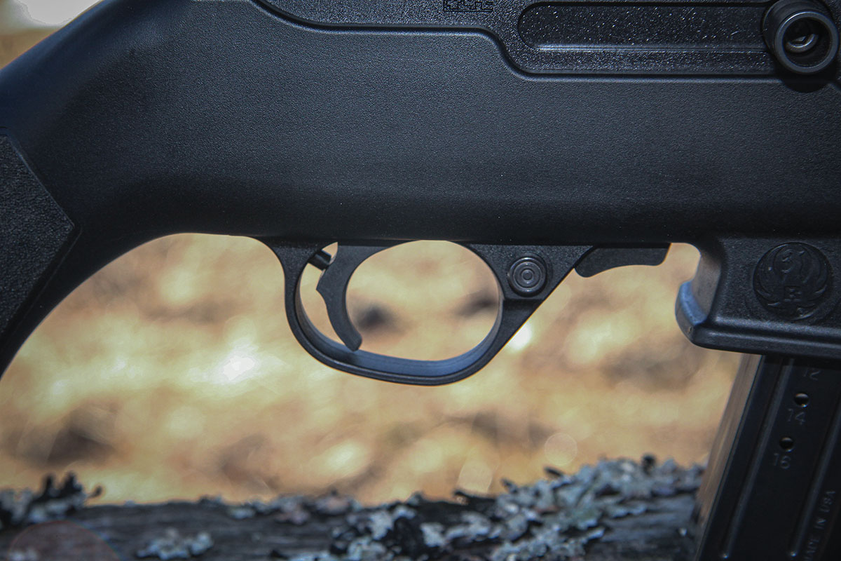Ruger’s PC Carbine holds a 10/22-style trigger group with a cross-bolt safety in front of the trigger guard. The test rifle included a 3¾-pound break that was crisp and free of creep.